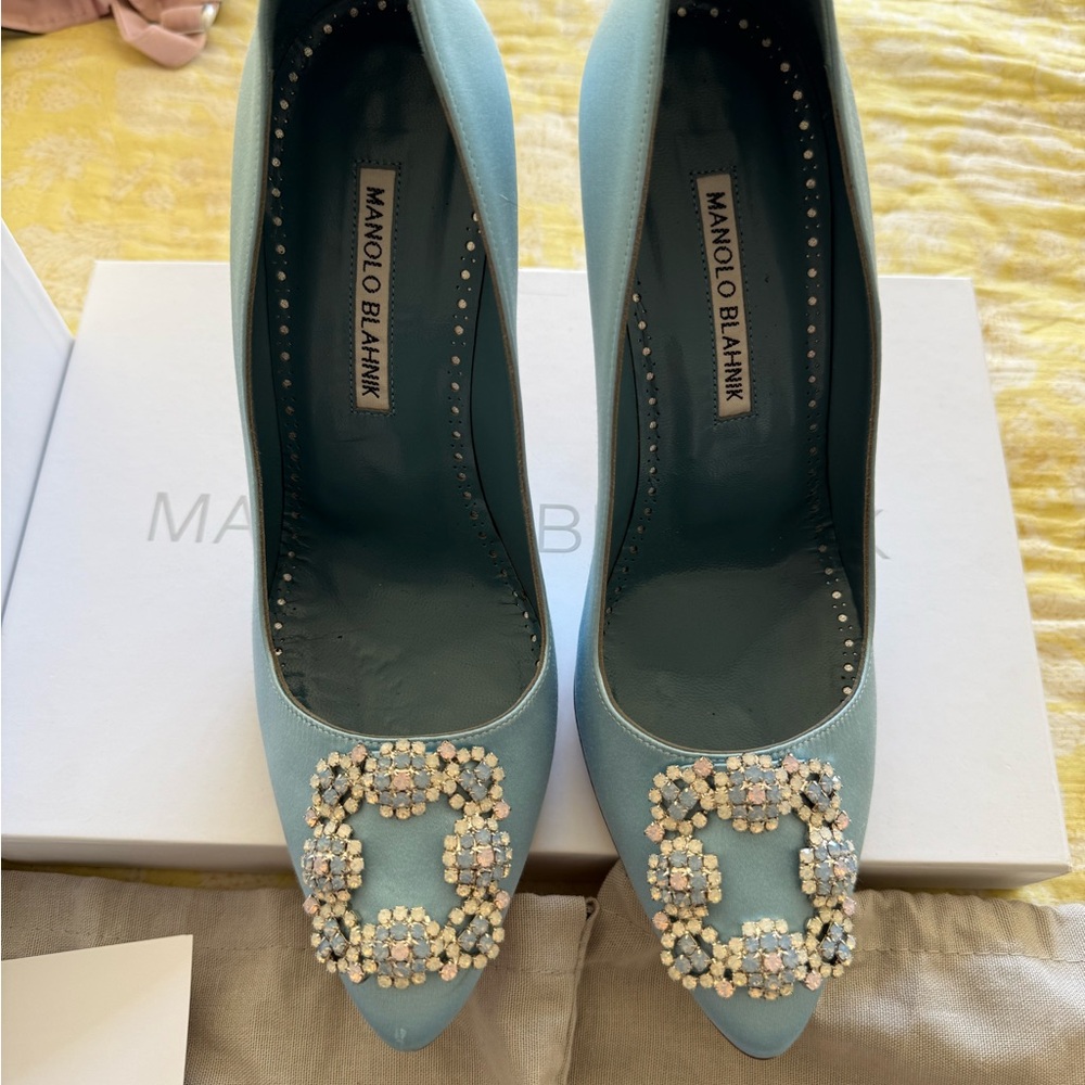Manolo Blahnik Sky Blue Crystal Heels - Picture 3 of 6